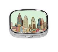 Petit pilulier portable à 2 compartiments en métal pour vitamines Austin Texas - Pour sac à main