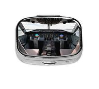 Petit pilulier portable à 2 compartiments en métal pour vitamines - Joli cockpit d'avion - Pilulier de voyage pour sac à main