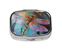 Petit pilulier portable à 2 compartiments en métal pour vitamines - Joli pilulier peint à la main - Pour sac à main