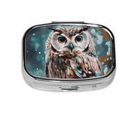 Petit pilulier portable à 2 compartiments en métal pour vitamines - Organisateur de pilules mignon en forme de hibou - Pour sac à main
