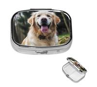 Petit pilulier portable à 2 compartiments - Organisateur de médicaments amusant - Golden Retriever - Pilulier de voyage portable - Organisateur de vitamines pour contenir des huiles de poisson et des