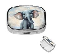 Petit pilulier portable à 2 compartiments - Organisateur de médicaments mignon en forme d'éléphant - Bulles de voyage - Pilulier portable - Organisateur de vitamines pour contenir des huiles de
