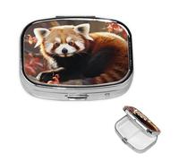 Petit pilulier portable à 2 compartiments - Organisateur de médicaments mignon - Panda rouge - Pilulier de voyage - Organisateur de vitamines pour contenir des huiles de poisson et des compléments
