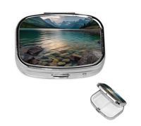 Petit pilulier portable à 2 compartiments - Organisateur de médicaments mignon - Parc national des glaciers - Pilulier de voyage - Organisateur de vitamines pour contenir des huiles de poisson et des