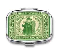 Petit pilulier portable à 2 compartiments pour la Saint Patrick avec inscription « Irish Blessing » - Pour poche ou sac à main - Pilulier en métal - Organiseur de vitamines