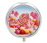 Petit pilulier portable à 3 compartiments avec miroir et bouton de fermeture - Joli étui à médicaments pour sac à main