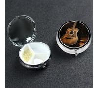 Petit pilulier portable à 3 compartiments - Organisateur de médicaments mignon - Guitare Old West - Pilulier de voyage - Organisateur de vitamines pour contenir des huiles de poisson et des
