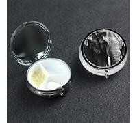 Petit pilulier portable à 3 compartiments - Organisateur de médicaments mignon - Motif éléphant noir et blanc - Pilulier de voyage - Organisateur de vitamines pour contenir des huiles de poisson et