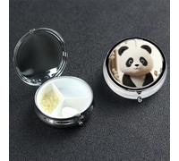 Petit pilulier portable à 3 compartiments - Organisateur de médicaments mignon - Panda blanc - Pilulier de voyage portable - Organisateur de vitamines pour contenir des huiles de poisson et des