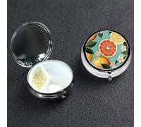 Petit pilulier portable à 3 compartiments - Organisateur de médicaments mignon - Peinture d'agrumes - Pilulier de voyage - Organisateur de vitamines pour contenir des huiles de poisson et des