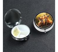 Petit pilulier portable à 3 compartiments - Organisateur de médicaments mignon - Renard mignon - Pilulier de voyage - Pilulier portable - Organisateur de vitamines pour contenir des huiles de poisson