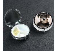 Petit pilulier portable à 3 compartiments - Organisateur de médicaments mignon - Schnauzer - Pilulier de voyage portable - Organisateur de vitamines pour contenir des huiles de poisson et des