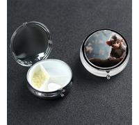 Petit pilulier portable à 3 compartiments - Organisateur de médicaments mignon - Singe mignon - Pilulier de voyage - Organisateur de vitamines pour contenir des huiles de poisson et des compléments
