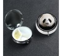 Petit pilulier portable à 3 compartiments pour médicaments - Adorable tête de panda - Pilulier de voyage - Organisateur de vitamines pour contenir des huiles de poisson et des compléments alimentaires