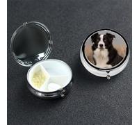 Petit pilulier portable à 3 compartiments pour médicaments Border Collie - Pilulier de voyage - Organisateur de vitamines pour contenir des huiles de poisson et des compléments alimentaires