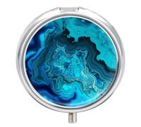 Petit pilulier portable - Bleu turquoise vif - 3 compartiments - Organisateur de médicaments de voyage avec miroir et bouton de fermeture - Joli étui à médicaments pour sac à main