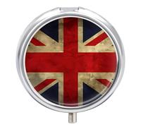 Petit pilulier portable - Drapeau britannique - 3 compartiments - Organiseur de médicaments de voyage avec miroir et bouton de fermeture - Joli étui à médicaments pour sac à main