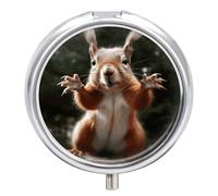 Petit pilulier portable en forme d'écureuil amusant à 3 compartiments, organiseur de médicaments de voyage avec miroir et bouton de fermeture, joli étui à médicaments pour sac à main