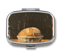 Petit pilulier portable imprimé pain dans un panier pour contenir des vitamines, des médicaments, de l'huile de poisson et des compléments alimentaires