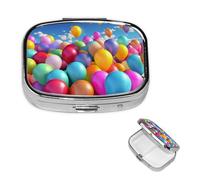 Petit pilulier portable pour poche et sac à main - Joli organisateur de médicaments - Ballons colorés - Pilulier de voyage pour vitamines et huiles de poisson