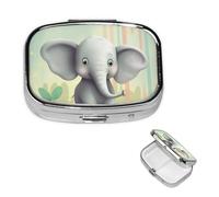 Petit pilulier portable pour poche et sac à main, organiseur de médicaments mignon, joli éléphant, pilulier de voyage pour vitamines et huiles de poisson