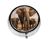 Petit pilulier portable pour poche et sac à main, organiseur de médicaments mignon, organiseur de médicaments en famille d'éléphant, pilulier de voyage pour vitamines et huiles de poisson