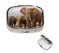 Petit pilulier portable pour poche et sac à main, organiseur de médicaments mignon, organiseur de médicaments en famille d'éléphant, pilulier de voyage pour vitamines et huiles de poisson