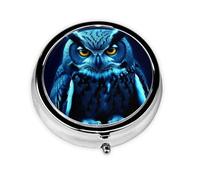 Petit pilulier portable pour poche et sac à main, pilulier portable, joli organisateur de médicaments, hibou bleu, pilulier de voyage pour vitamines et huiles de poisson