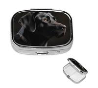Petit pilulier portable pour poche et sac à main - Pilulier portable - Joli organisateur de médicaments - Labrador noir - Pilulier de voyage pour vitamines et huiles de poisson