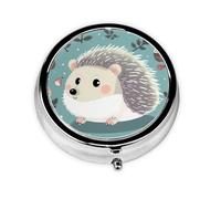Petit pilulier portable pour poche et sac à main - Pilulier portable - Joli organisateur de médicaments mignon - Motif hérisson de dessin animé - Pilulier de voyage pour vitamines et huiles de poisson