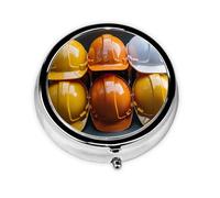 Petit pilulier portable pour poche et sac à main - Pilulier portable - Joli organisateur de médicaments - Casques de construction - Pilulier de voyage pour vitamines et huiles de poisson