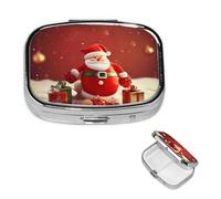 Petit pilulier portable pour poche et sac à main, pilulier portable, joli organisateur de médicaments « Merry Christmas » - Pilulier de voyage pour vitamines et huiles de poisson