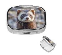 Petit pilulier portable pour poche et sac à main - Pilulier portable - Joli organisateur de médicaments - Furet poilu - Pilulier de voyage pour vitamines et huiles de poisson