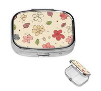 Petit pilulier portable pour poche et sac à main - Pilulier portable - Joli organisateur de médicaments - Jolis motifs floraux - Pilulier de voyage pour vitamines et huiles de poisson