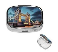 Petit pilulier portable pour poche et sac à main, pilulier portable, joli organisateur de médicaments Tower Bridge à Londres, pilulier de voyage pour vitamines et huiles de poisson