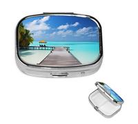 Petit pilulier portable pour poche et sac à main - Pilulier portable - Joli organisateur de médicaments - Maldives - Vacances - Voyage - Pilulier pour vitamines et huiles de poisson