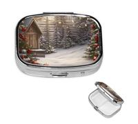 Petit pilulier portable pour poche et sac à main - Pilulier portable - Joli organisateur de médicaments de Noël - Pilulier de voyage en bois pour vitamines et huiles de poisson