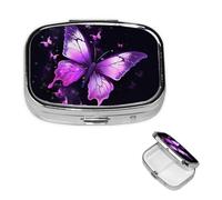 Petit pilulier portable pour poche et sac à main, pilulier portable, joli organisateur de médicaments, papillon violet, pilulier de voyage pour suppléments vitaminés et huile de poisson