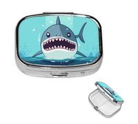 Petit pilulier portable pour poche et sac à main - Pilulier portable - Joli organiseur de médicaments - Requin flottant dans l'eau - Pilulier de voyage pour vitamines et huiles de poisson