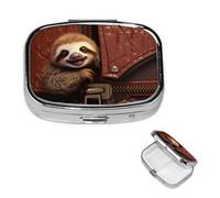 Petit pilulier portable pour poche et sac à main - Pilulier portable - Joli paresseux sur fermeture éclair - Pilulier de voyage pour vitamines et huiles de poisson