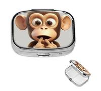Petit pilulier portable pour poche et sac à main - Pilulier portable - Organisateur de médicaments mignon - Le singe silencieux - Pilulier de voyage pour vitamines et huiles de poisson