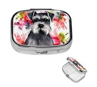 Petit pilulier portable pour poche et sac à main - Pilulier portable - Organisateur de médicaments mignon - Schnauzer - Pilulier de voyage pour vitamines et huiles de poisson