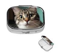 Petit pilulier portable pour poche et sac à main, pilulier portable, organisateur de médicaments mignon, un chat curieux, pilulier de voyage pour vitamines et huiles de poisson