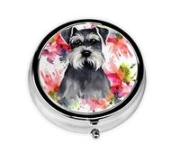 Petit pilulier portable pour poche et sac à main - Pilulier portable - Organisateur de médicaments mignon - Schnauzer - Pilulier de voyage pour vitamines et huiles de poisson