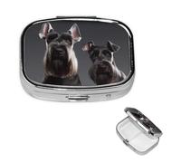 Petit pilulier portable pour poche et sac à main - Pilulier portable - Organisateur de médicaments mignon - Schnauzer mignon - Pilulier de voyage pour vitamines et huiles de poisson