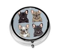 Petit pilulier pour poche et sac à main, pilulier portable, joli organisateur de médicaments, bouledogue français, pilulier de voyage pour vitamines et huiles de poisson