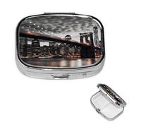 Petit pilulier pour poche et sac à main, pilulier portable, joli organisateur de médicaments Brooklyn Bridge - Pilulier de voyage pour vitamines et huiles de poisson