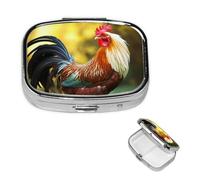 Petit pilulier pour poche et sac à main, pilulier portable, joli organisateur de médicaments, coq amusant, pilulier de voyage pour vitamines et huiles de poisson