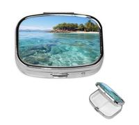 Petit pilulier pour poche et sac à main, pilulier portable, joli organisateur de médicaments, île des Fidji et mer transparente, pilulier de voyage pour vitamines et huiles de poisson