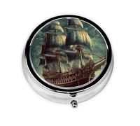 Petit pilulier pour poche et sac à main, pilulier portable, joli organisateur de médicaments, nautique, vintage, voile, bateau de pirate, voyage, pilulier pour vitamines et huiles de poisson